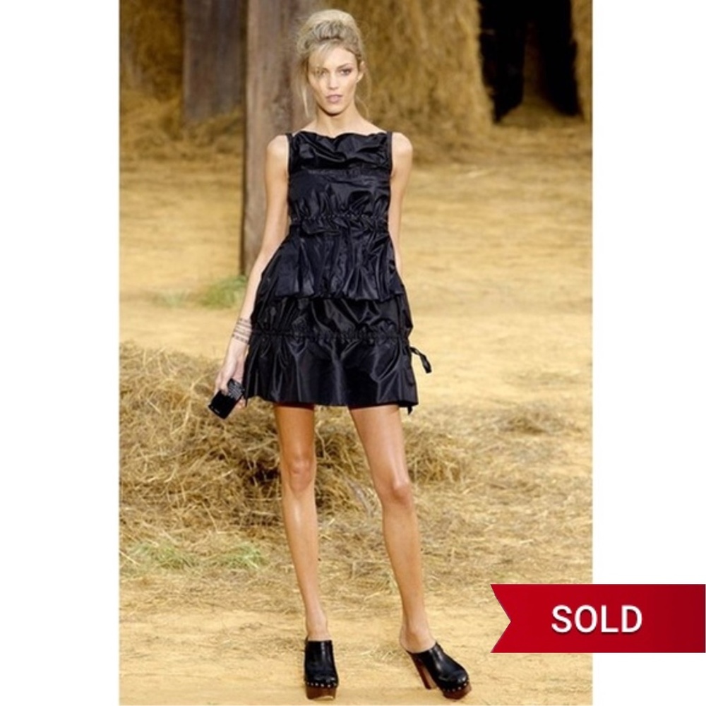 SOLD- CHANEL 10P Runway Black Cap-toe Clogs